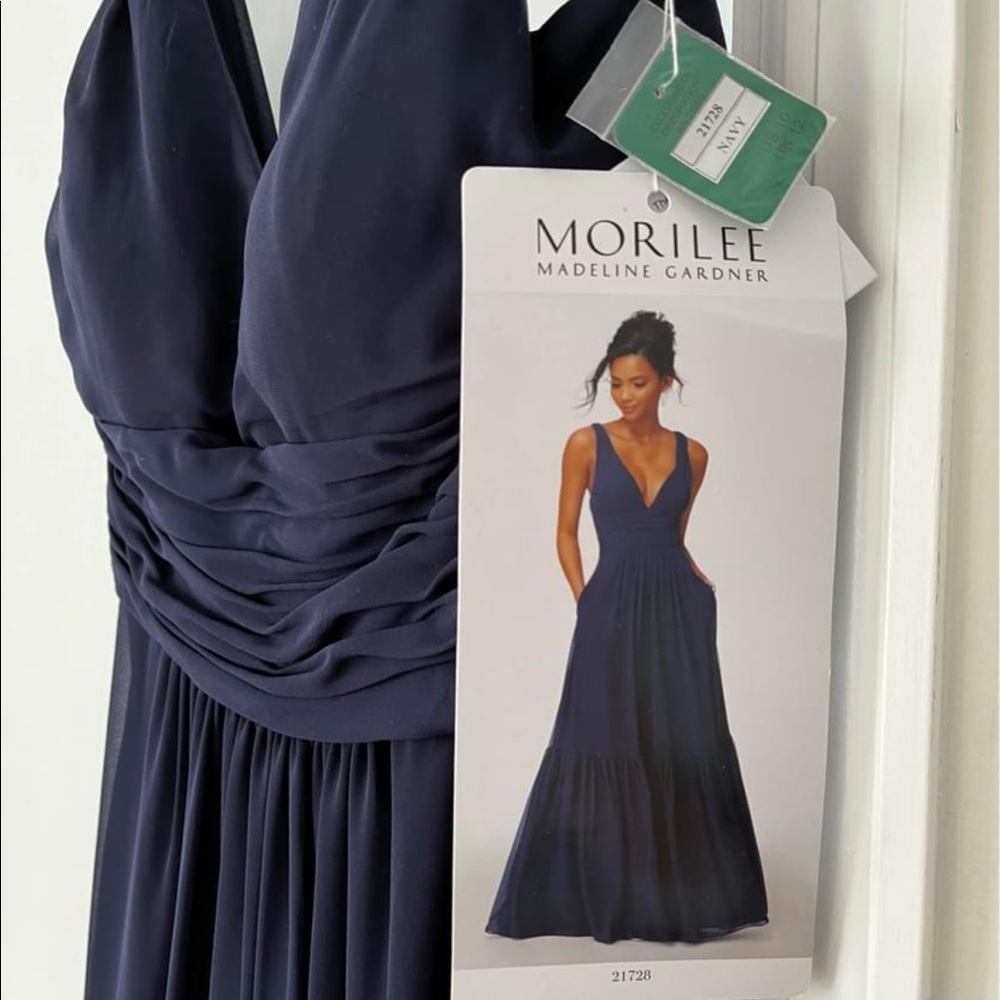 MORILEE by MADELINE GARDNER navy bridesmaid dress